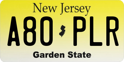 NJ license plate A80PLR