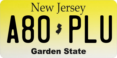 NJ license plate A80PLU