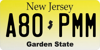 NJ license plate A80PMM