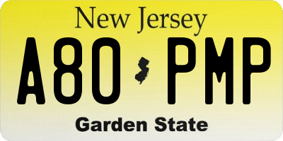 NJ license plate A80PMP