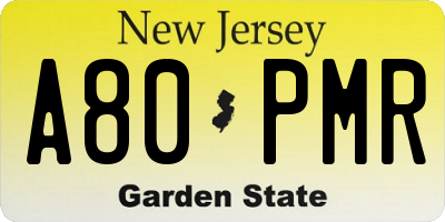 NJ license plate A80PMR