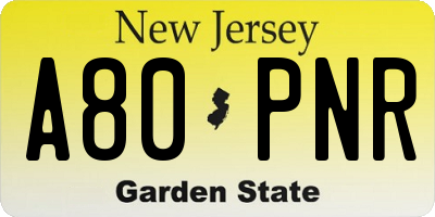 NJ license plate A80PNR