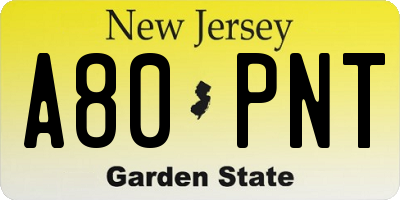 NJ license plate A80PNT