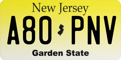 NJ license plate A80PNV