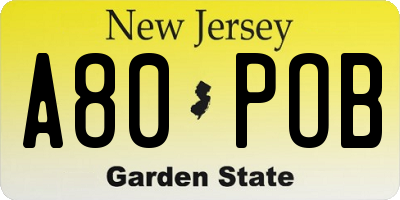 NJ license plate A80POB