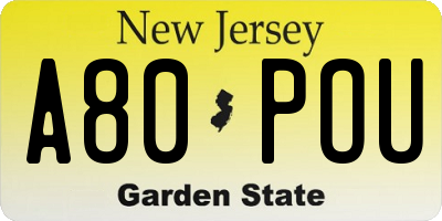 NJ license plate A80POU