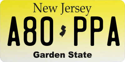 NJ license plate A80PPA