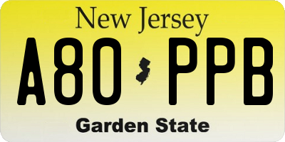 NJ license plate A80PPB