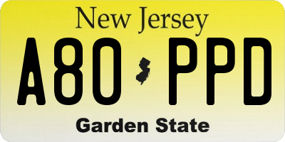 NJ license plate A80PPD