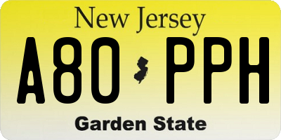 NJ license plate A80PPH