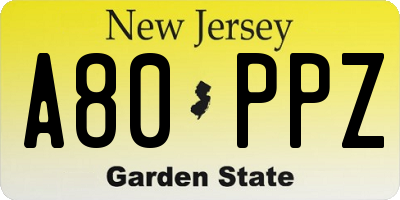 NJ license plate A80PPZ