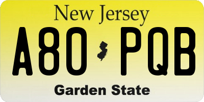 NJ license plate A80PQB