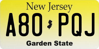 NJ license plate A80PQJ