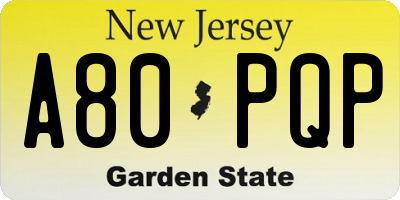 NJ license plate A80PQP