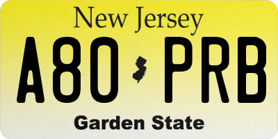 NJ license plate A80PRB