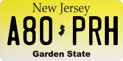 NJ license plate A80PRH