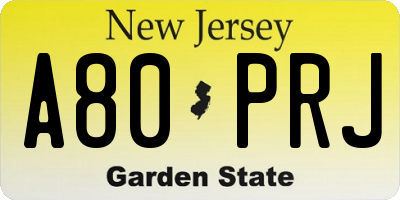 NJ license plate A80PRJ
