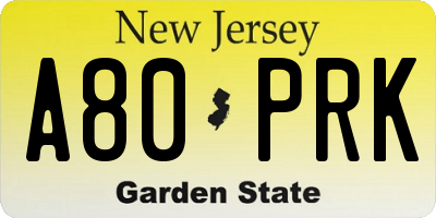 NJ license plate A80PRK