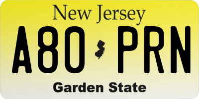 NJ license plate A80PRN