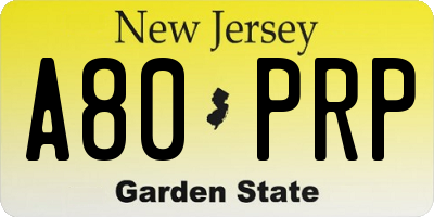 NJ license plate A80PRP