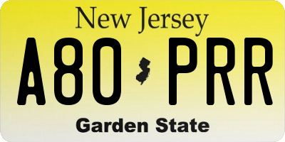 NJ license plate A80PRR