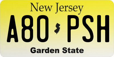 NJ license plate A80PSH