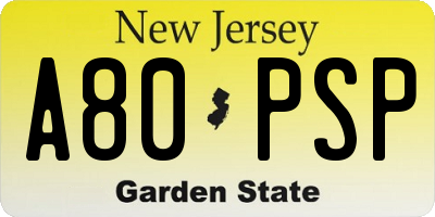 NJ license plate A80PSP