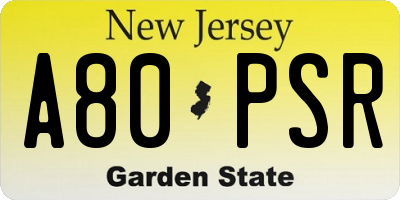 NJ license plate A80PSR