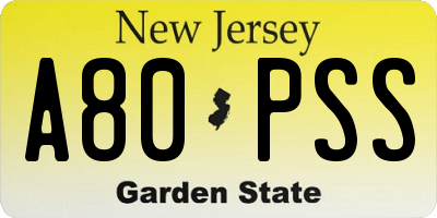 NJ license plate A80PSS