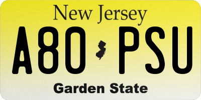 NJ license plate A80PSU