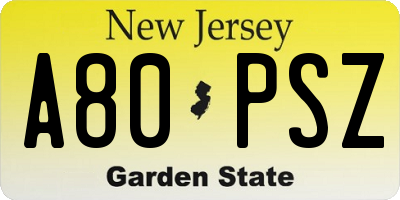 NJ license plate A80PSZ