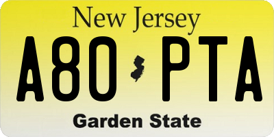 NJ license plate A80PTA