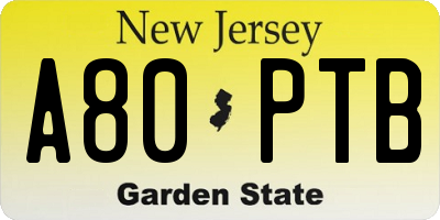NJ license plate A80PTB