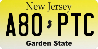 NJ license plate A80PTC