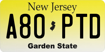 NJ license plate A80PTD