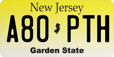 NJ license plate A80PTH