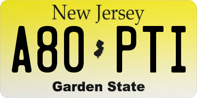NJ license plate A80PTI