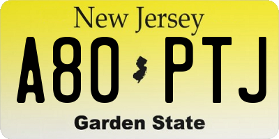 NJ license plate A80PTJ
