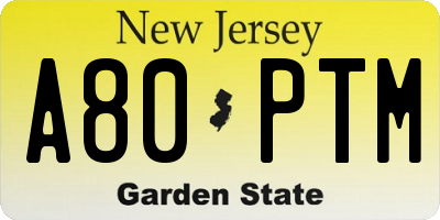 NJ license plate A80PTM