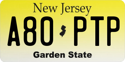NJ license plate A80PTP