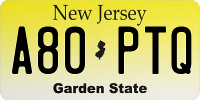 NJ license plate A80PTQ