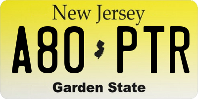 NJ license plate A80PTR