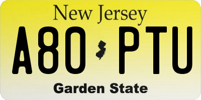NJ license plate A80PTU