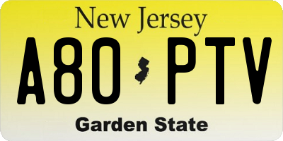 NJ license plate A80PTV