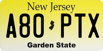 NJ license plate A80PTX