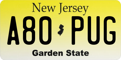 NJ license plate A80PUG