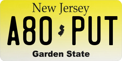 NJ license plate A80PUT
