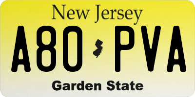 NJ license plate A80PVA