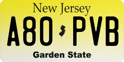 NJ license plate A80PVB