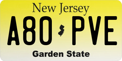 NJ license plate A80PVE
